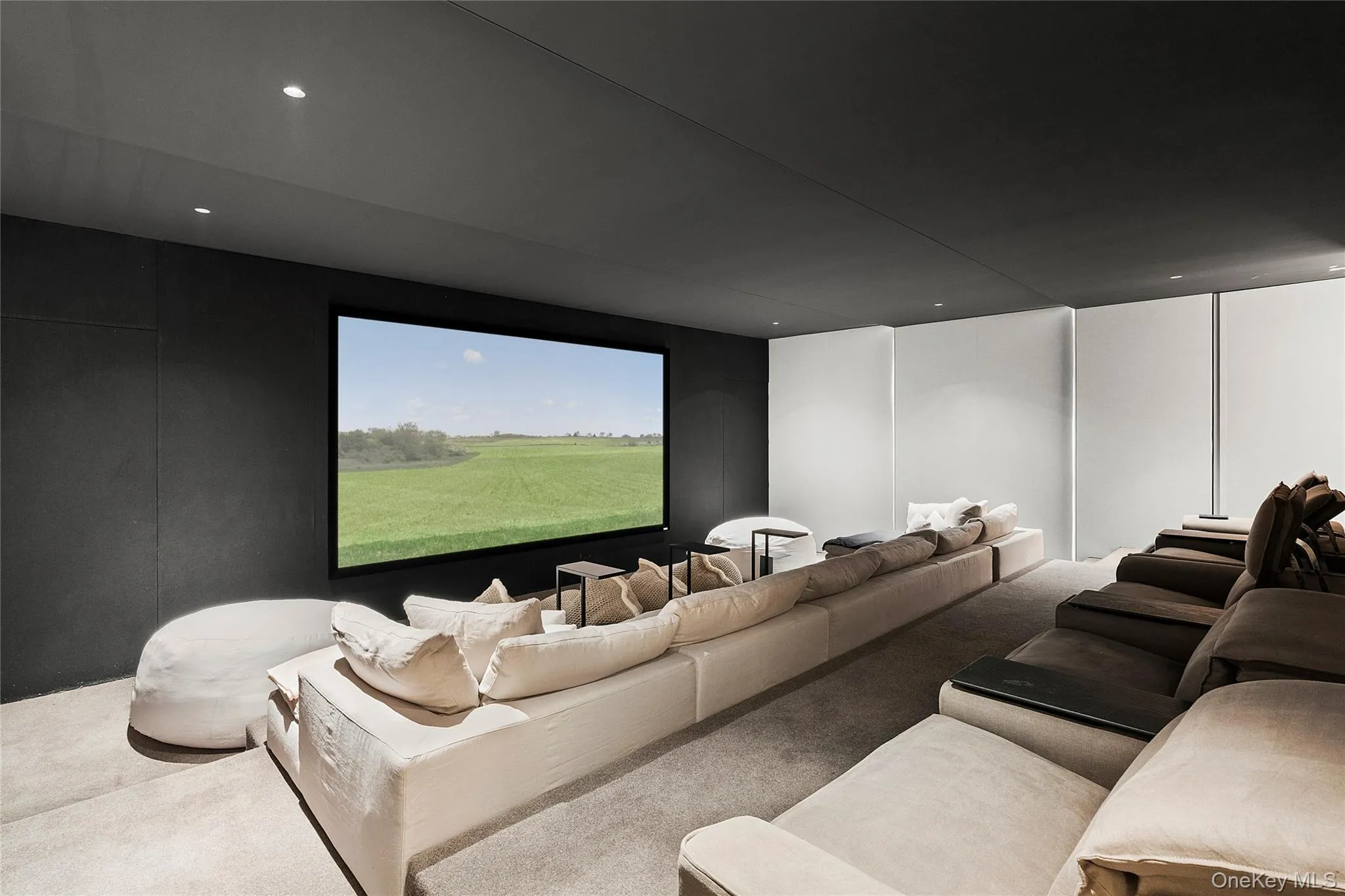 Three tier media room, lounge seating Three tier media room, lounge seating