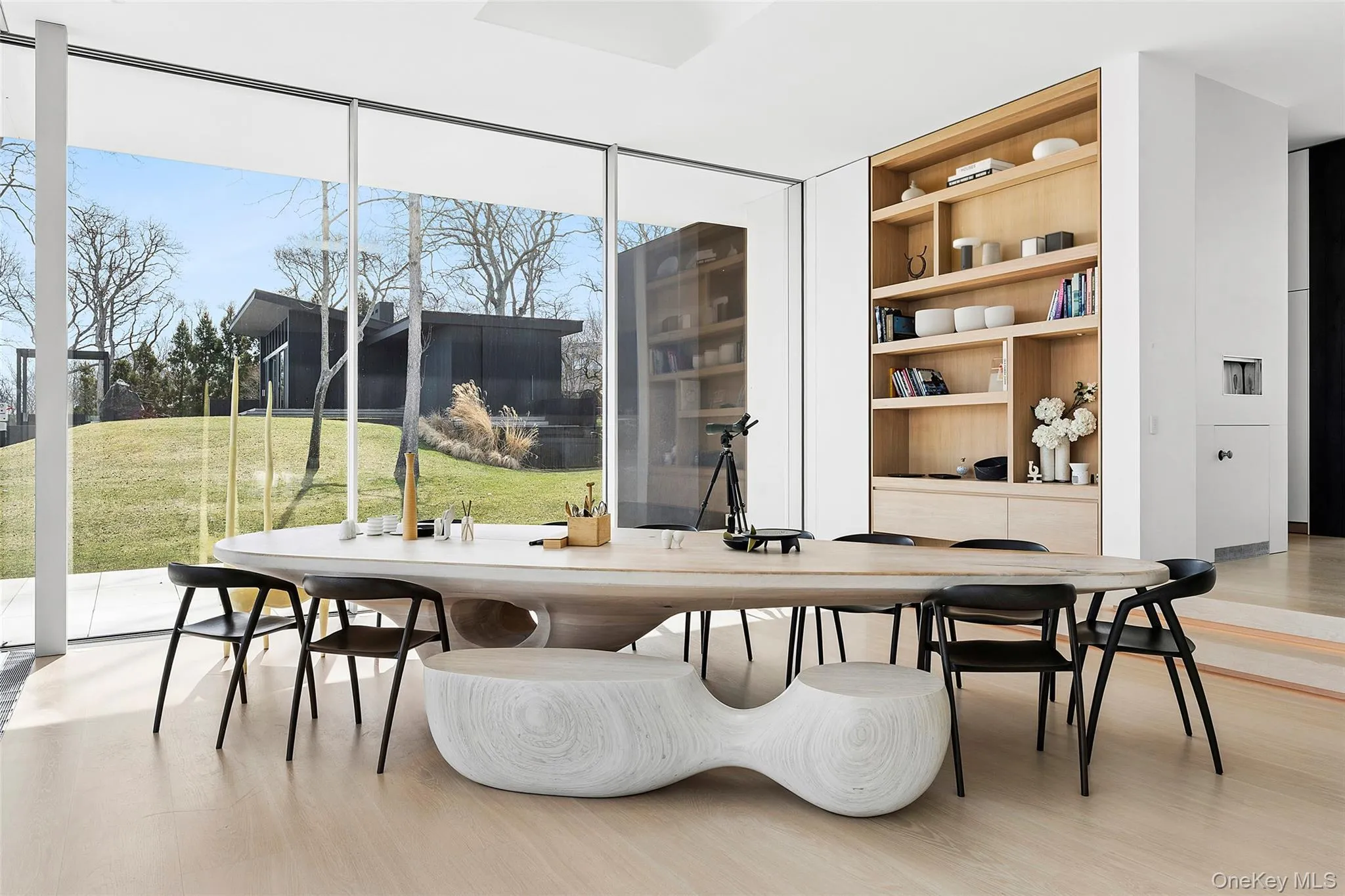 Dining table with unique seating Dining table with unique seating