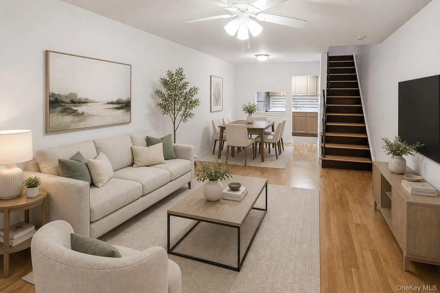 Virtually Staged Living Room with Dining Room area Virtually Staged Living Room with Dining Room area