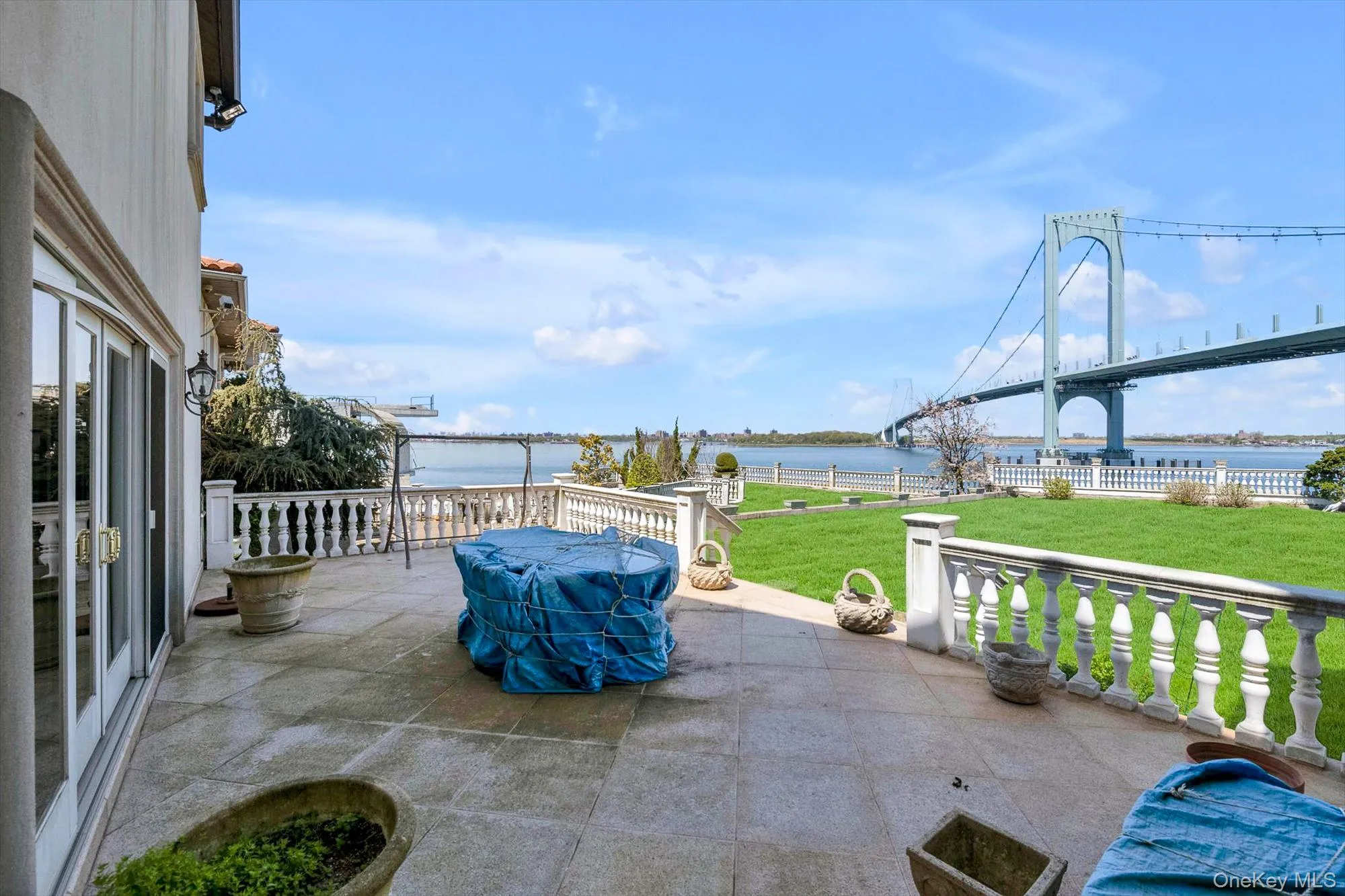 Backyard Patio with Water and Bridge Views Backyard Patio with Water and Bridge Views