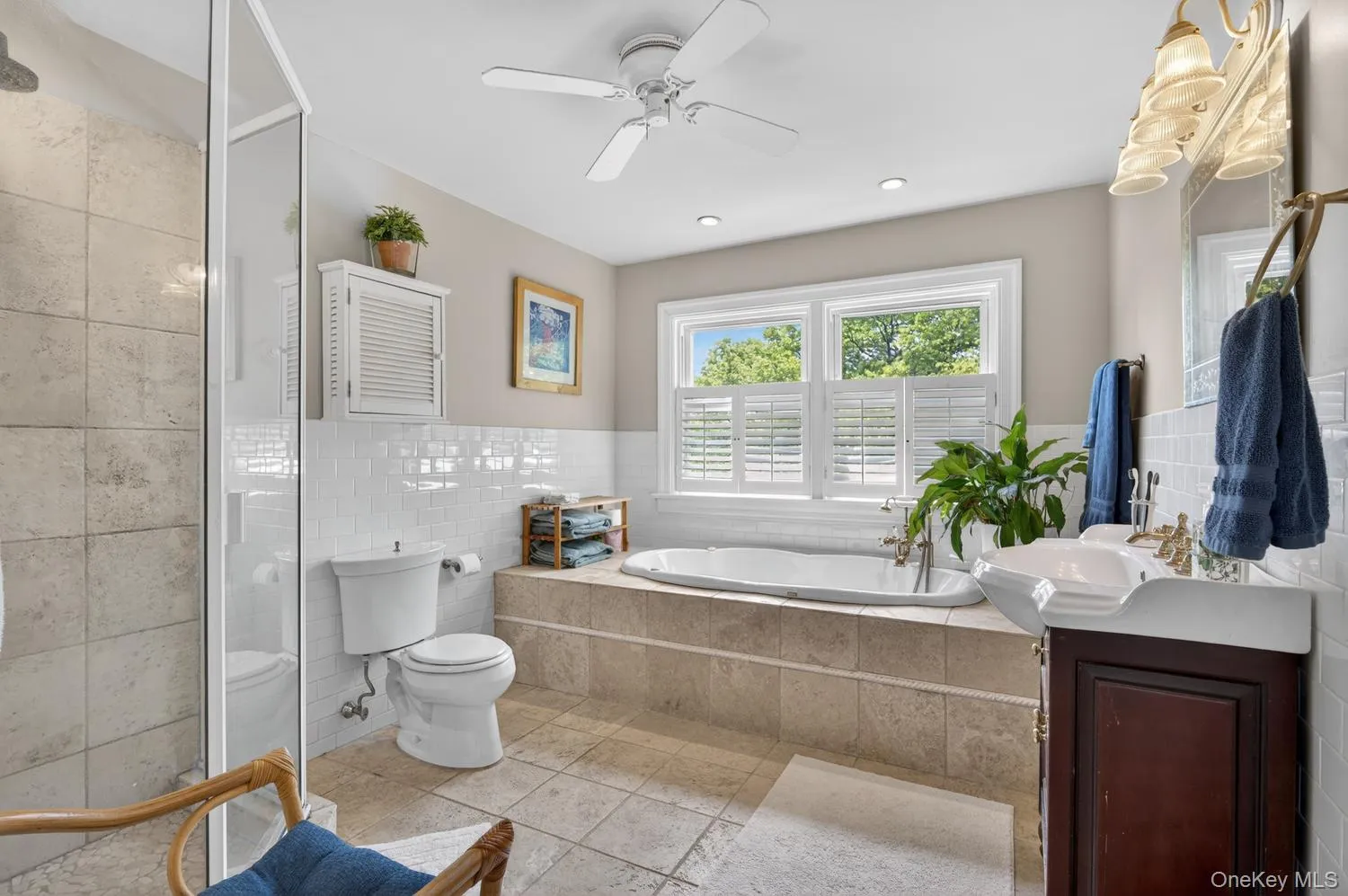 Primary bedroom with spa tub and separate shower Primary bedroom with spa tub and separate shower