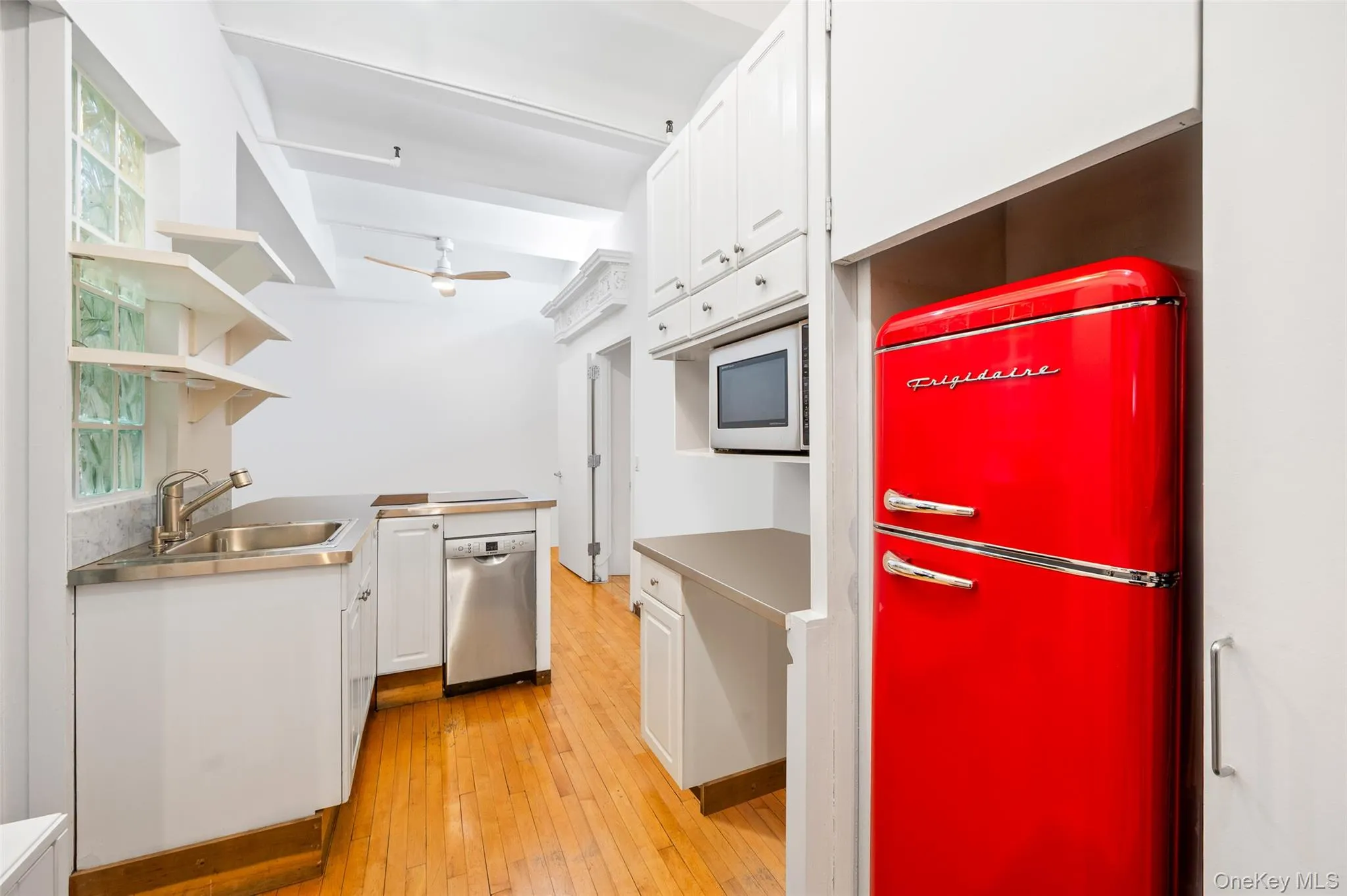 Kitchen with retro-style refrigerator Kitchen with retro-style refrigerator