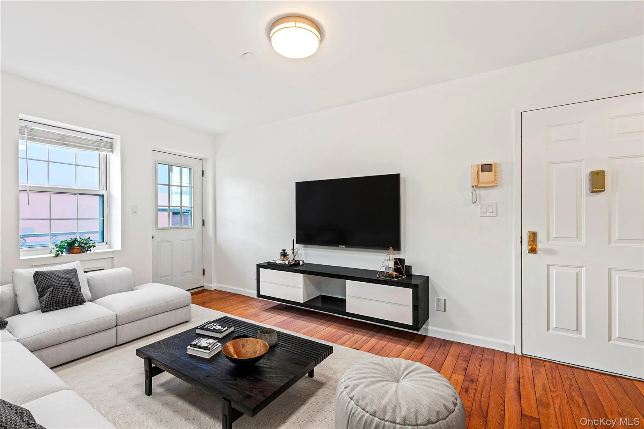 Virtual Staged Living room featuring hardwood / wood-style floors and baseboards Virtual Staged Living room featuring hardwood / wood-style floors and baseboards