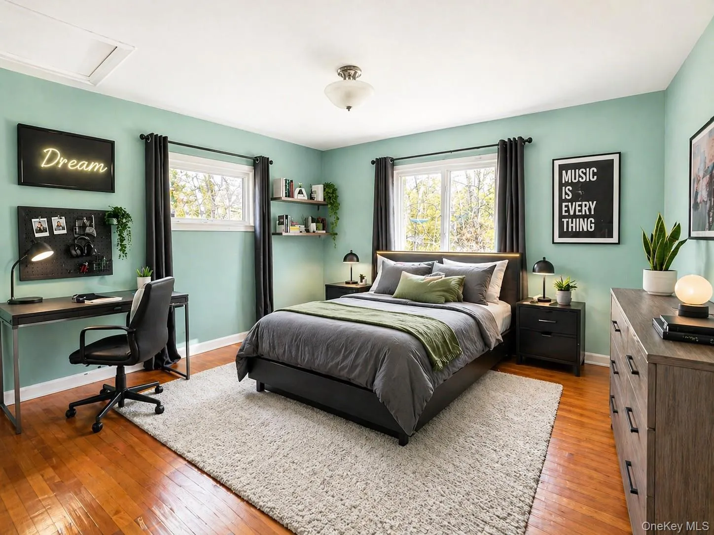 Secondary bedroom digitally staged. Secondary bedroom digitally staged.