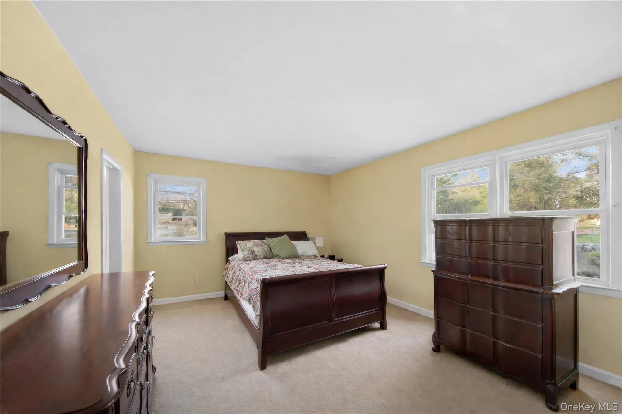 Carpeted room with light yellow walls and white trim Carpeted room with light yellow walls and white trim