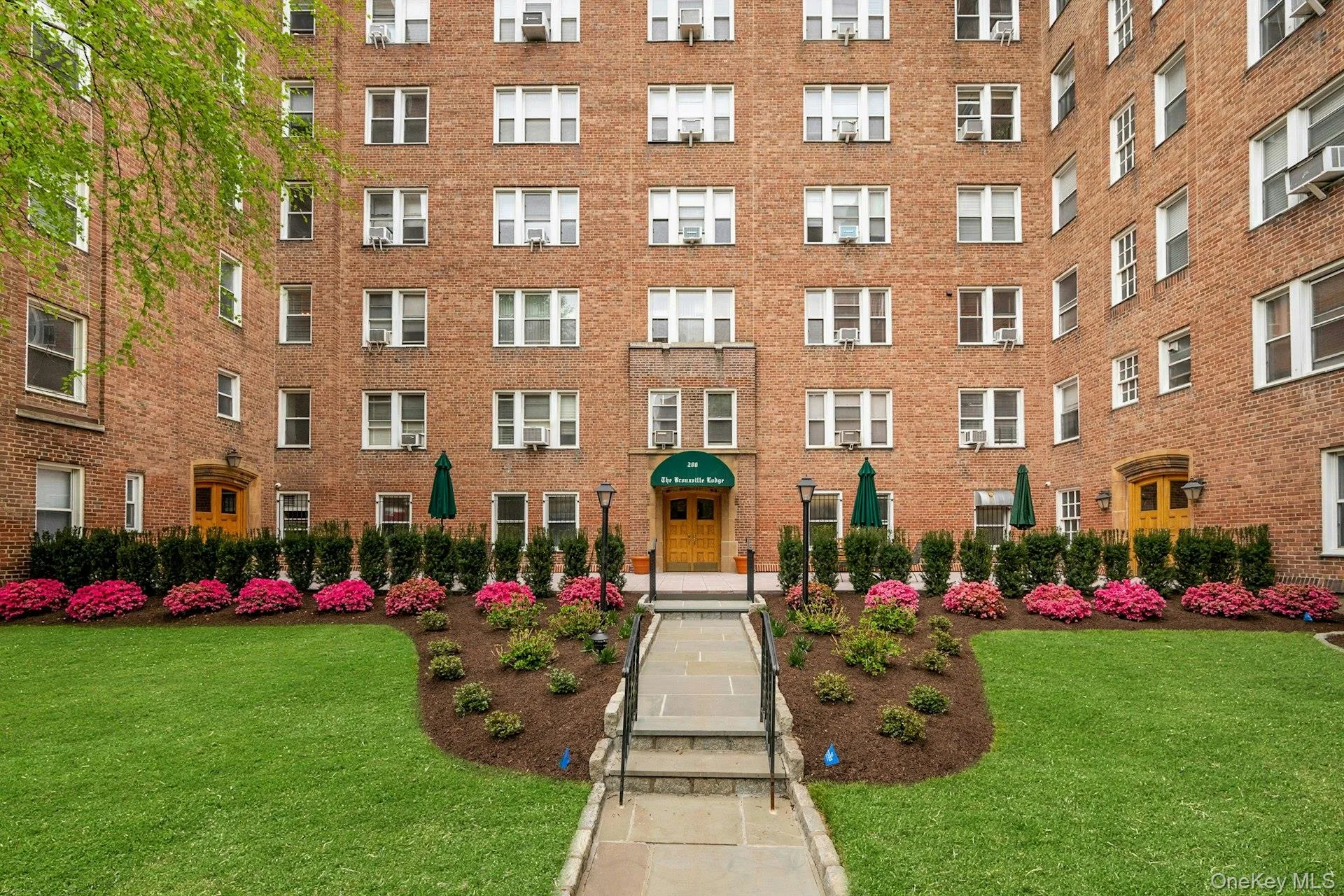 Beautifully landscaped back entrance leading to patio Beautifully landscaped back entrance leading to patio