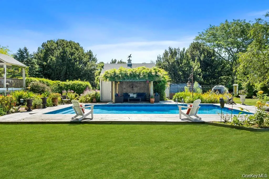 Pool cabana from a distance Pool cabana from a distance