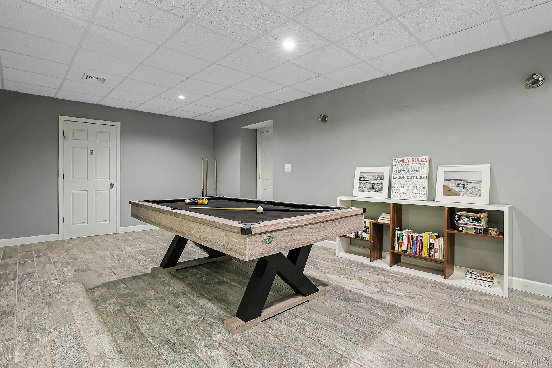Enough room for a pool table in this storage room/basement. Enough room for a pool table in this storage room/basement.