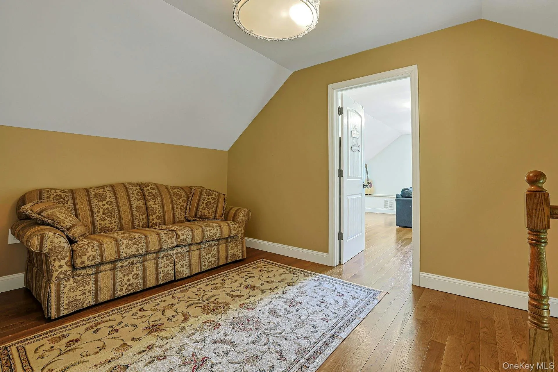The upstairs attic landing has enough space to be a cozy sitting room and getaway from the main living areas. The upstairs attic landing has enough space to be a cozy sitting room and getaway from the main living areas.