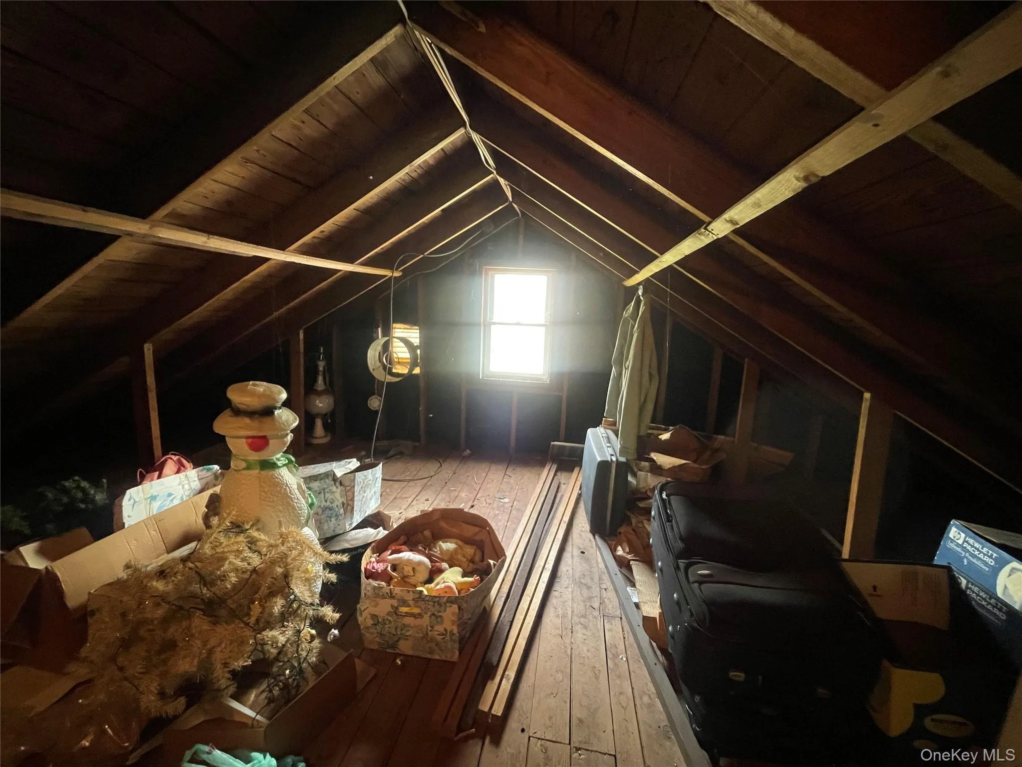 Attic with floor for storage with attic stairs access Attic with floor for storage with attic stairs access