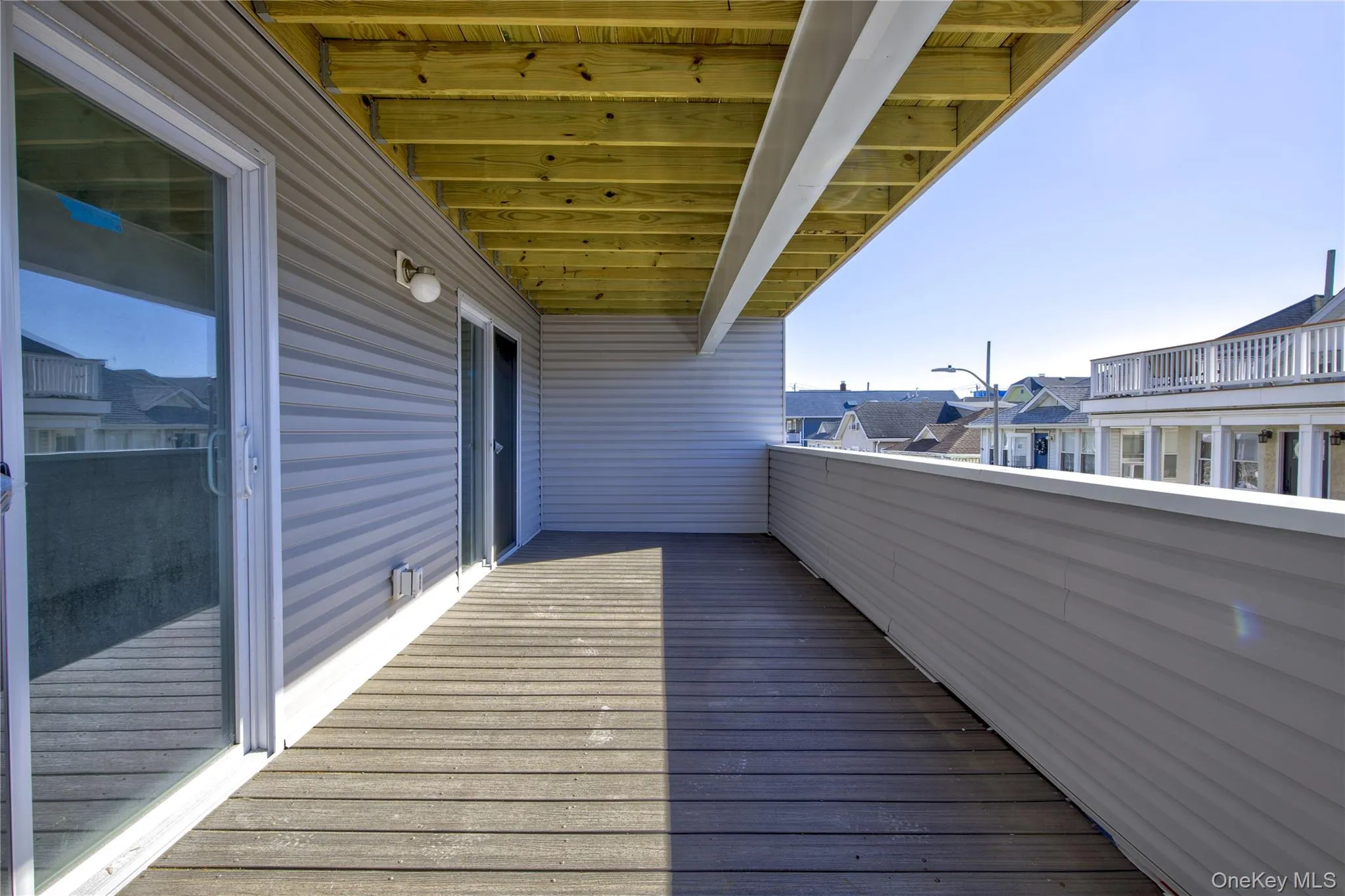 Balcony with a residential view Balcony with a residential view
