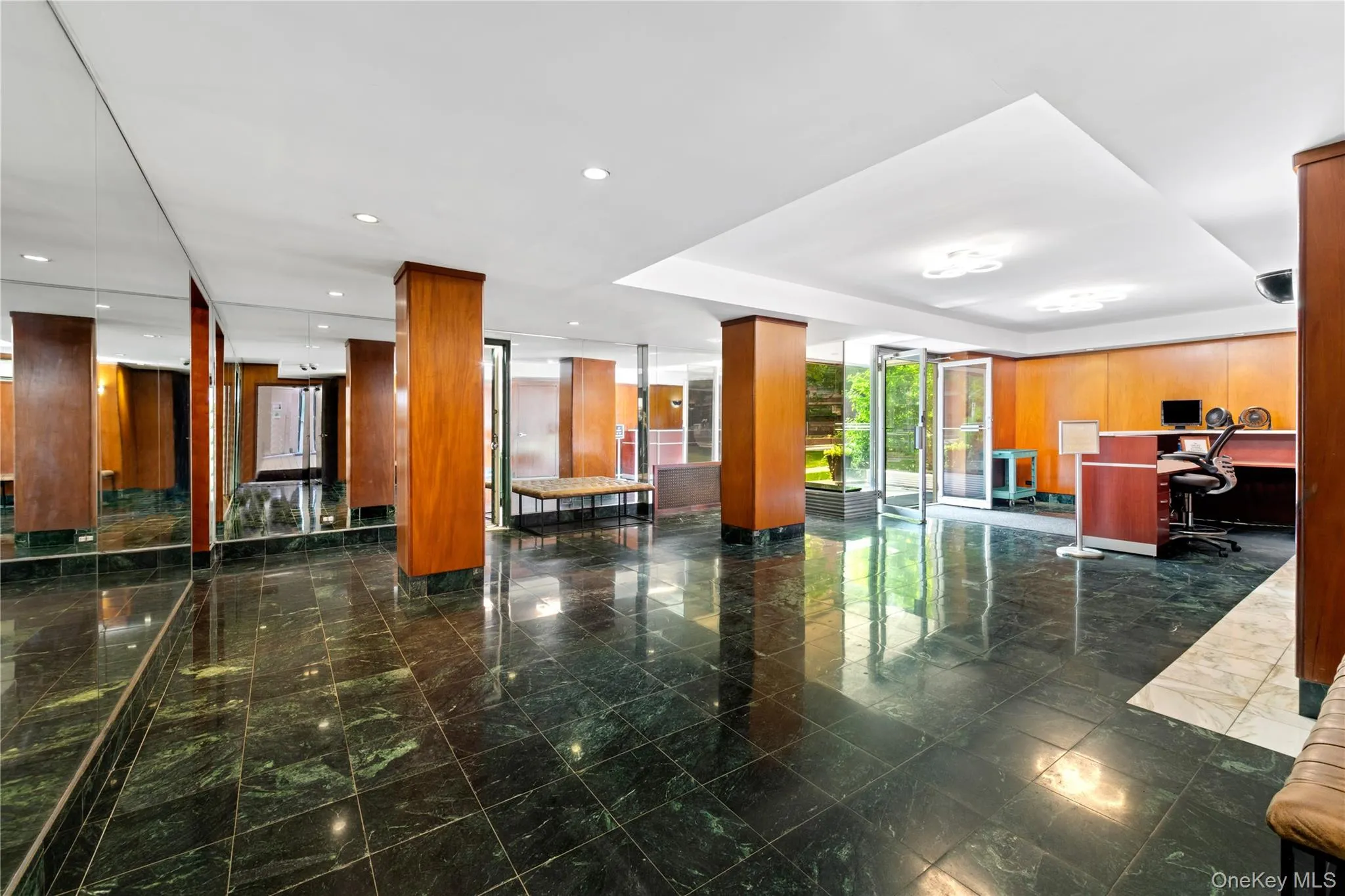Building lobby with doorman Building lobby with doorman