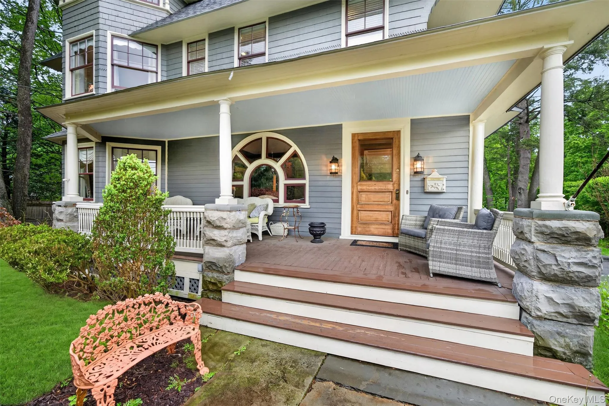 The wide rocking chair front porch -- a hallmark of the era -- beckons you to relax and watch the world go by... The wide rocking chair front porch -- a hallmark of the era -- beckons you to relax and watch the world go by...