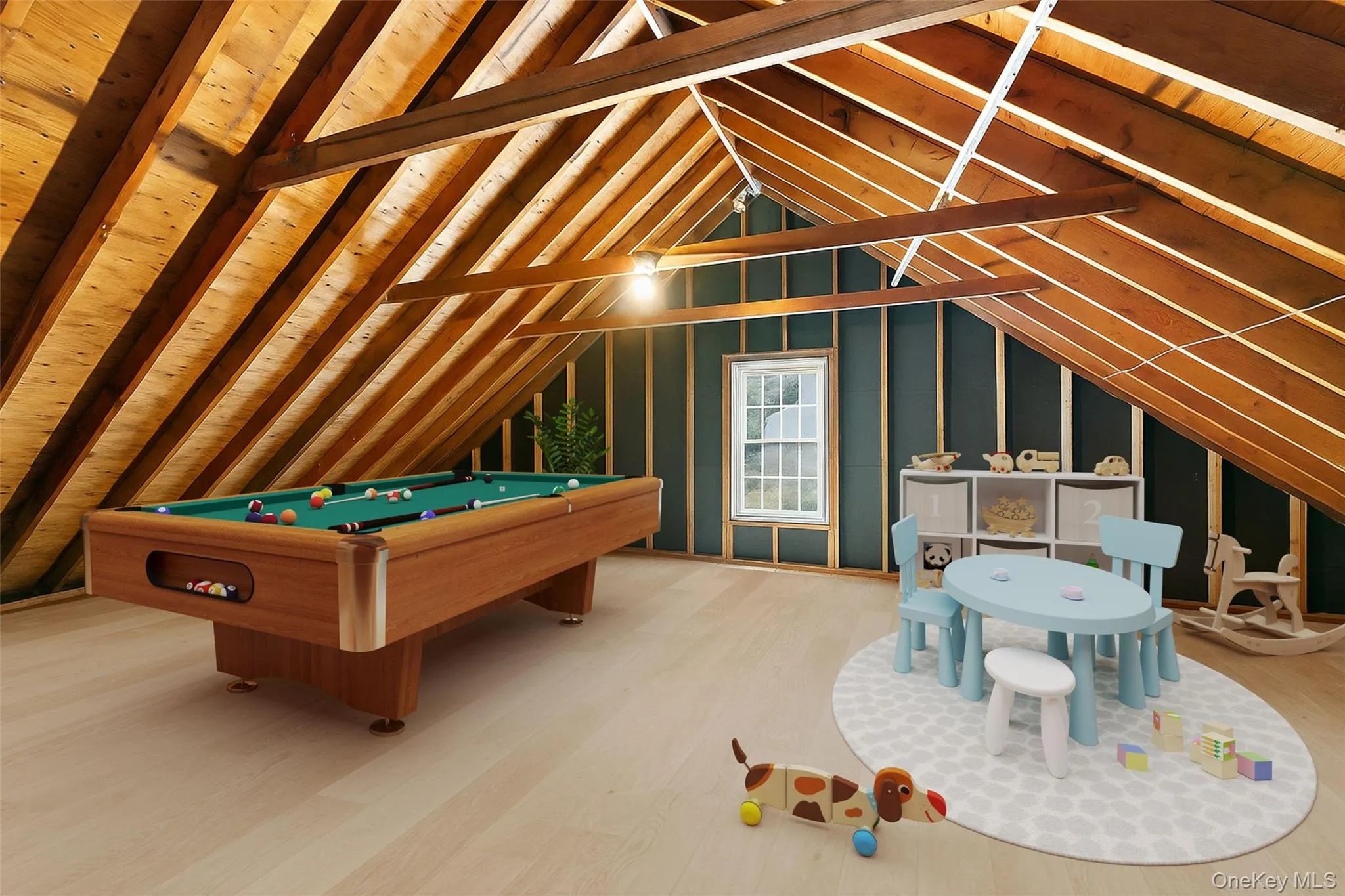 The attic is not finished. Virtually staged potential of finished space. The attic is not finished. Virtually staged potential of finished space.