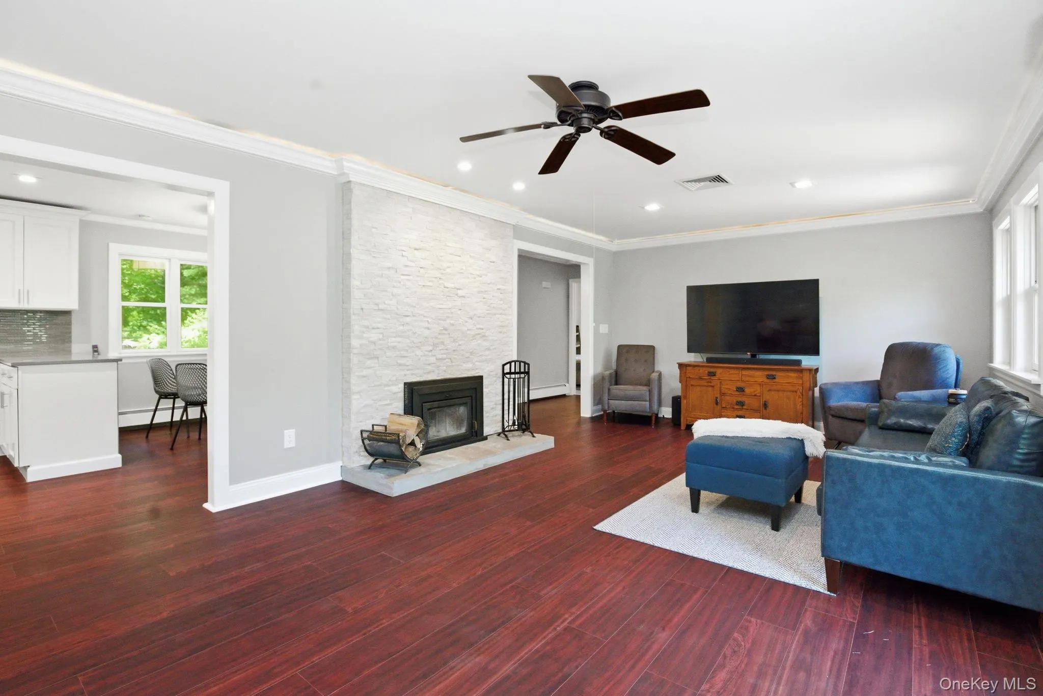 Open layout connects the living room dining room, and kitchen. Open layout connects the living room dining room, and kitchen.