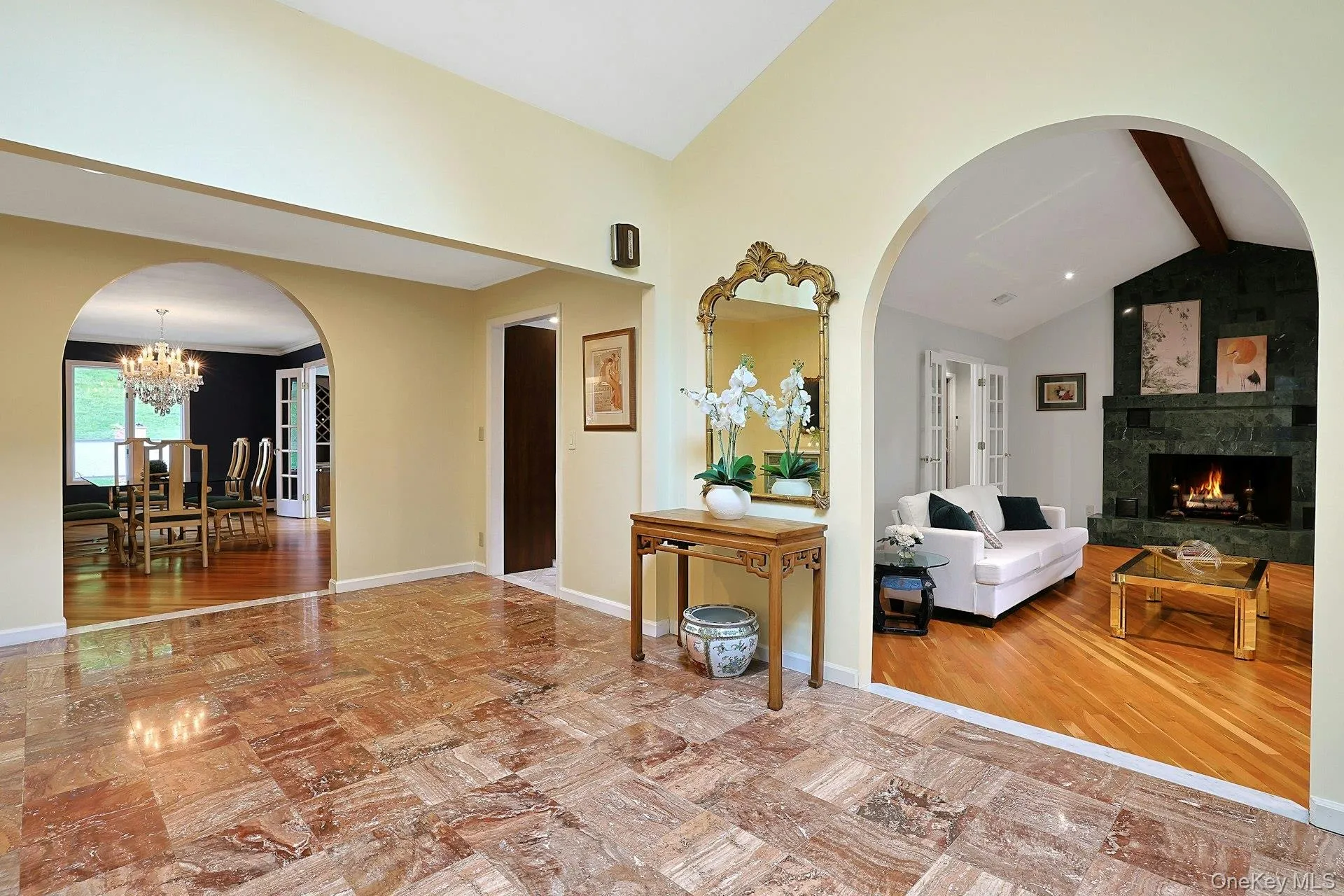 Marble foyer leading to Dining Room, Living Room and Eat-in Kitchen Marble foyer leading to Dining Room, Living Room and Eat-in Kitchen