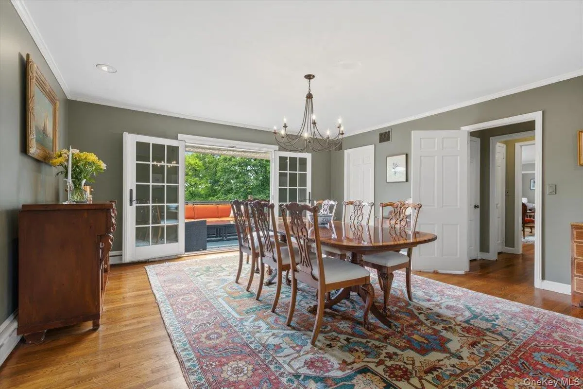 The Formal Dining Room with double French doors opens to the large rear Trex Deck. The Formal Dining Room with double French doors opens to the large rear Trex Deck.