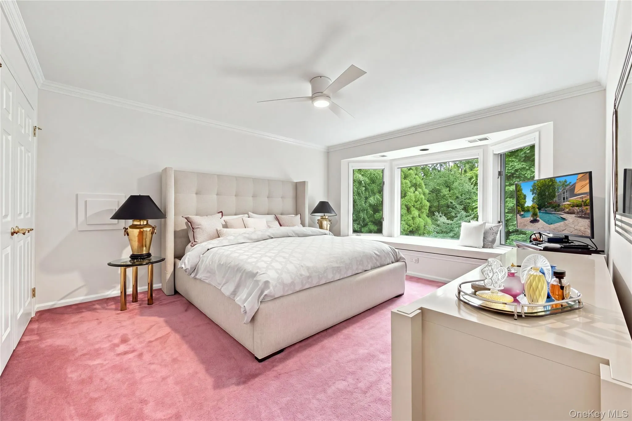 Fourth Bedroom with ceiling fan, laundry chute, two double wide closets, bay window with seat Fourth Bedroom with ceiling fan, laundry chute, two double wide closets, bay window with seat