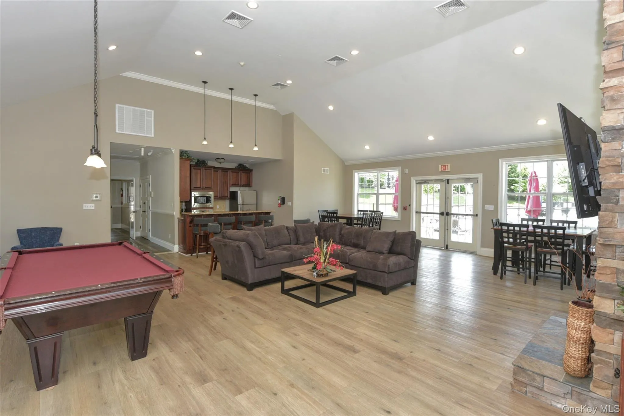 Pool table and kitchen Pool table and kitchen