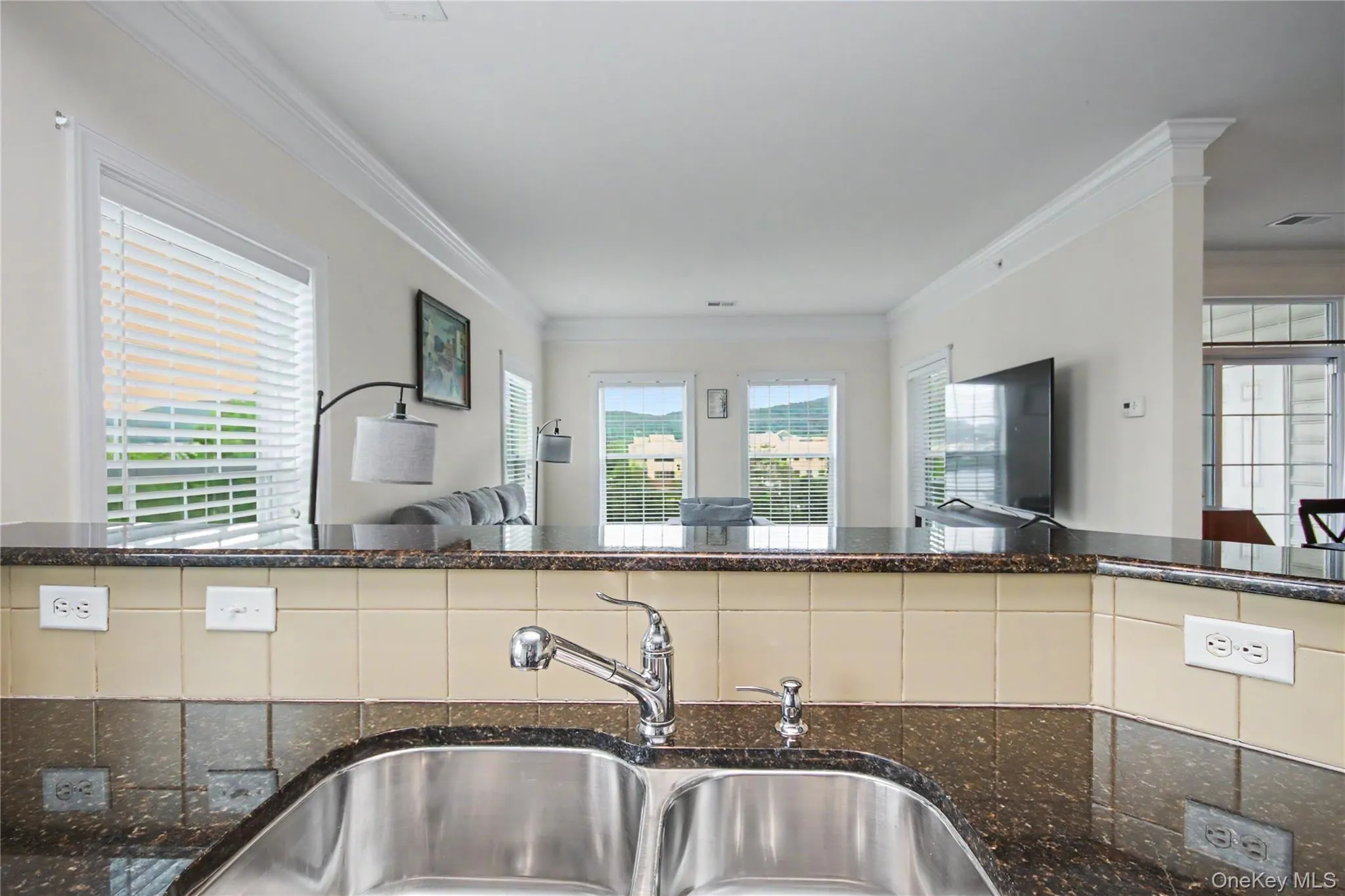 Kitchen open to living room view Kitchen open to living room view