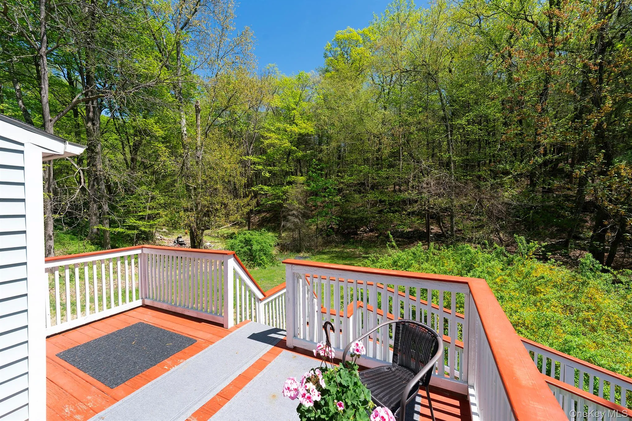 Wooden terrace with a view of trees Wooden terrace with a view of trees