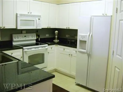 Granite counters, crisp clean white cabinets, side by side refrigerator, electric range, built in microwave, dishwasher and large pantry grace the kitchen. Granite counters, crisp clean white cabinets, side by side refrigerator, electric range, built in microwave, dishwasher and large pantry grace the kitchen.