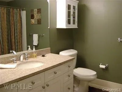 Master bathroom has granite counters, full bath with shower, linen closet and ample cabinetry. Master bathroom has granite counters, full bath with shower, linen closet and ample cabinetry.