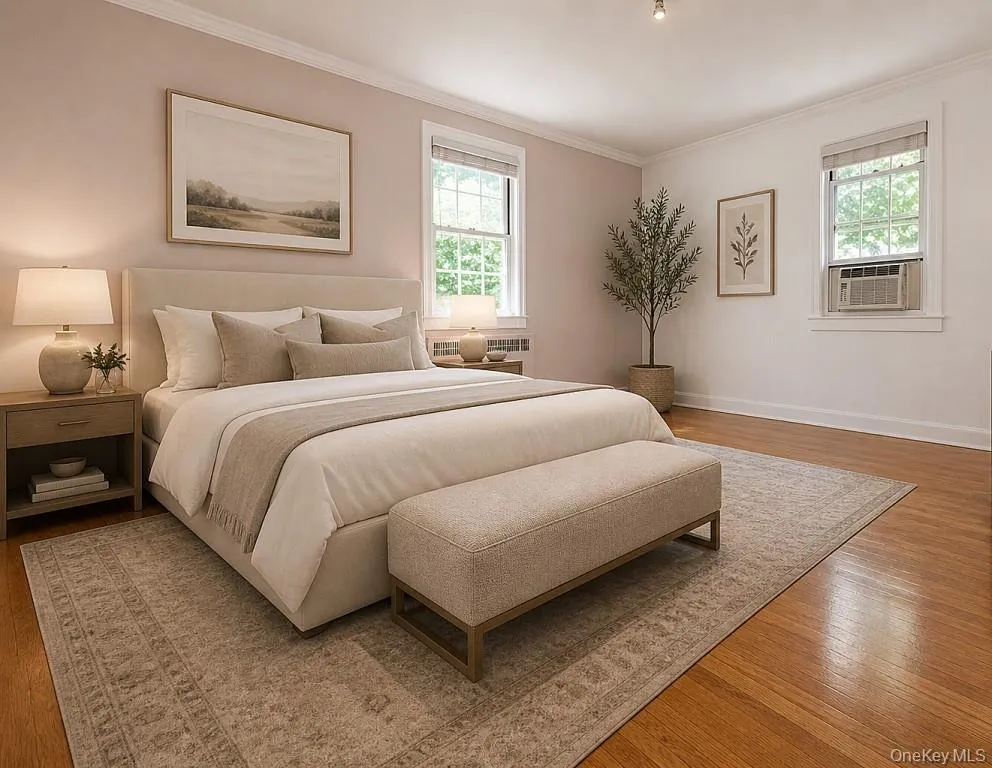 Photo Visually Staged - Corner Master Bedroom Suite with Private bath and step in shower. Photo Visually Staged - Corner Master Bedroom Suite with Private bath and step in shower.