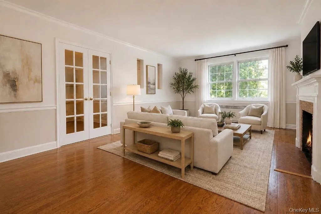 Photo Visually Staged - Living Room : French doors are off open den area at end of long entry hall brings you to this bright spacious Living room Photo Visually Staged - Living Room : French doors are off open den area at end of long entry hall brings you to this bright spacious Living room