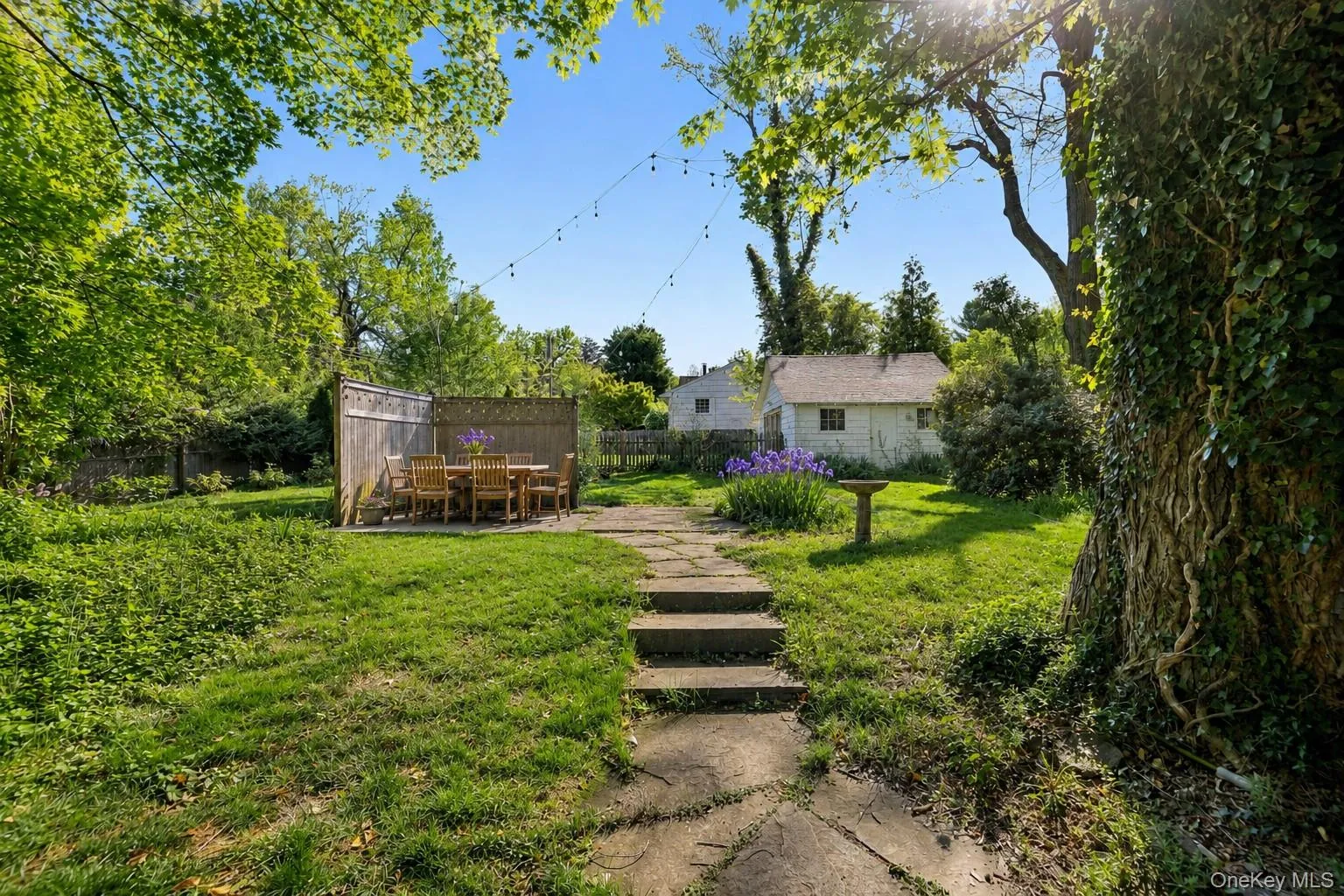 Whimsical Backyard with 100 Year Old Squash Court Converted to Patio Whimsical Backyard with 100 Year Old Squash Court Converted to Patio