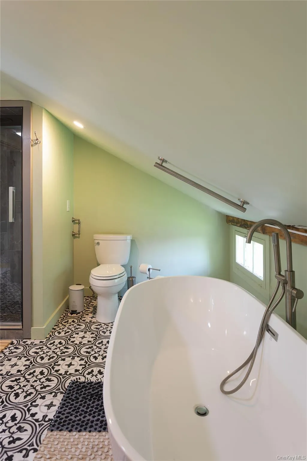 Freestanding soaking tub, toilet and shower Freestanding soaking tub, toilet and shower