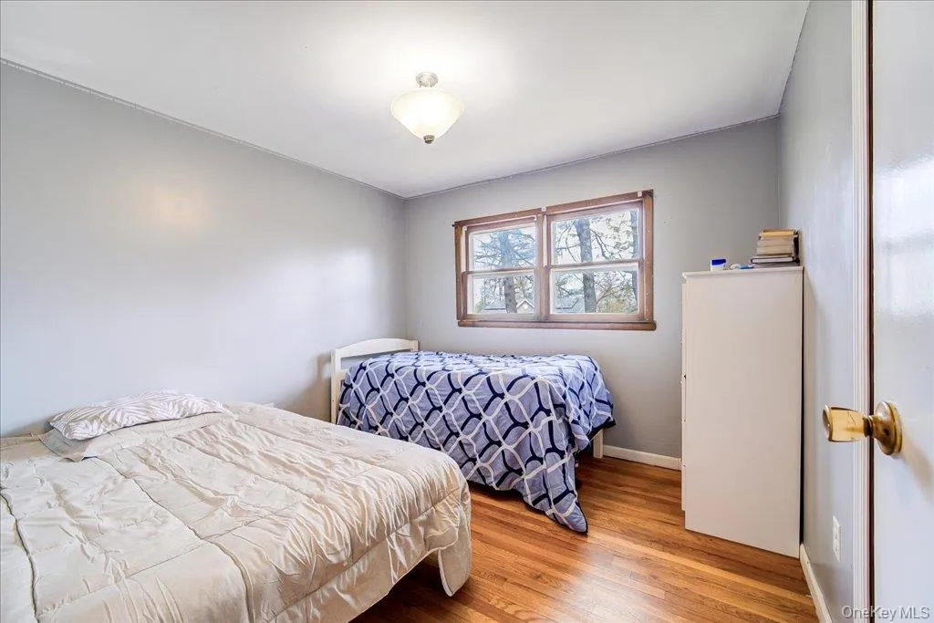 bedroom #1 with a double window and a flush-mount light fixture bedroom #1 with a double window and a flush-mount light fixture