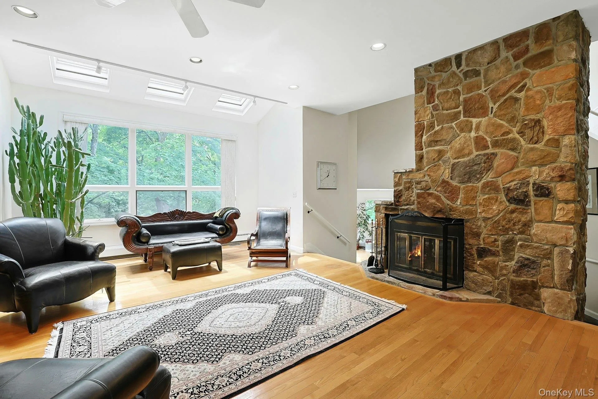 with stone fireplace with stone fireplace