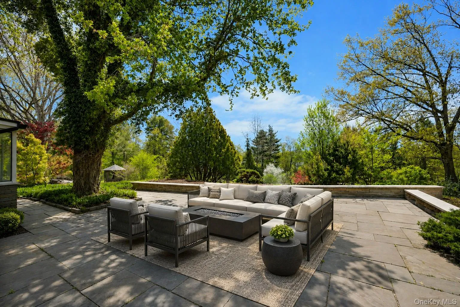 Amazing views of grounds and reservoir from patio - Virtually staged Amazing views of grounds and reservoir from patio - Virtually staged
