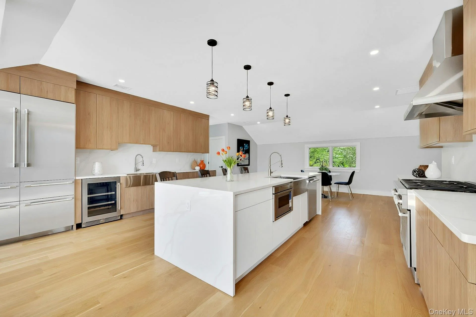 Stainless steel Thermador appliances, including wine fridge; double kitchen sinks Stainless steel Thermador appliances, including wine fridge; double kitchen sinks