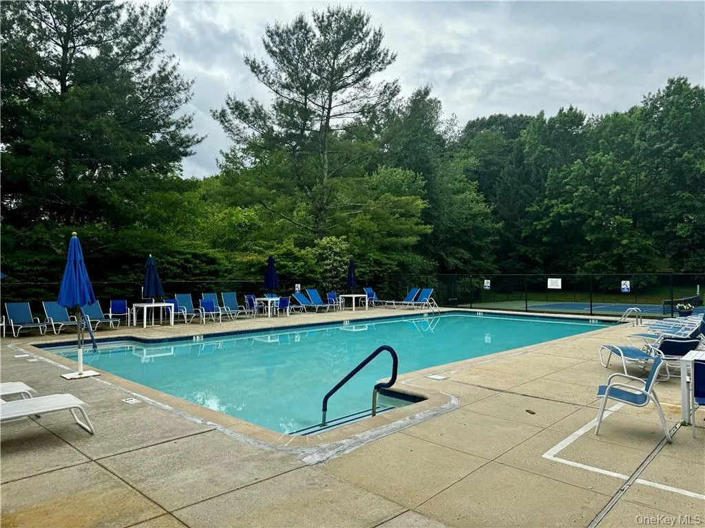 Outdoor swimming pool has patio with ample seating Outdoor swimming pool has patio with ample seating