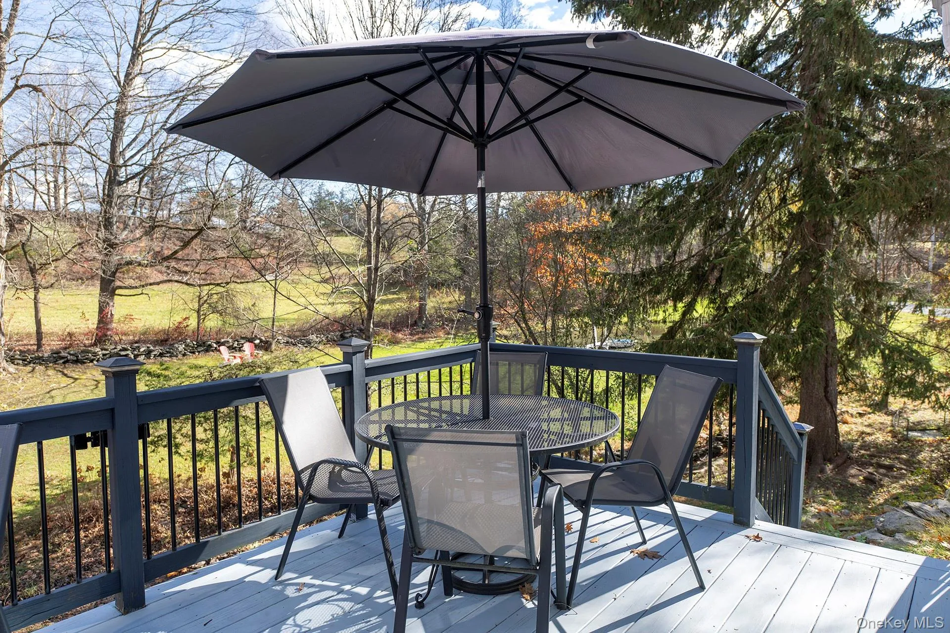 Deck with outdoor dining area Deck with outdoor dining area