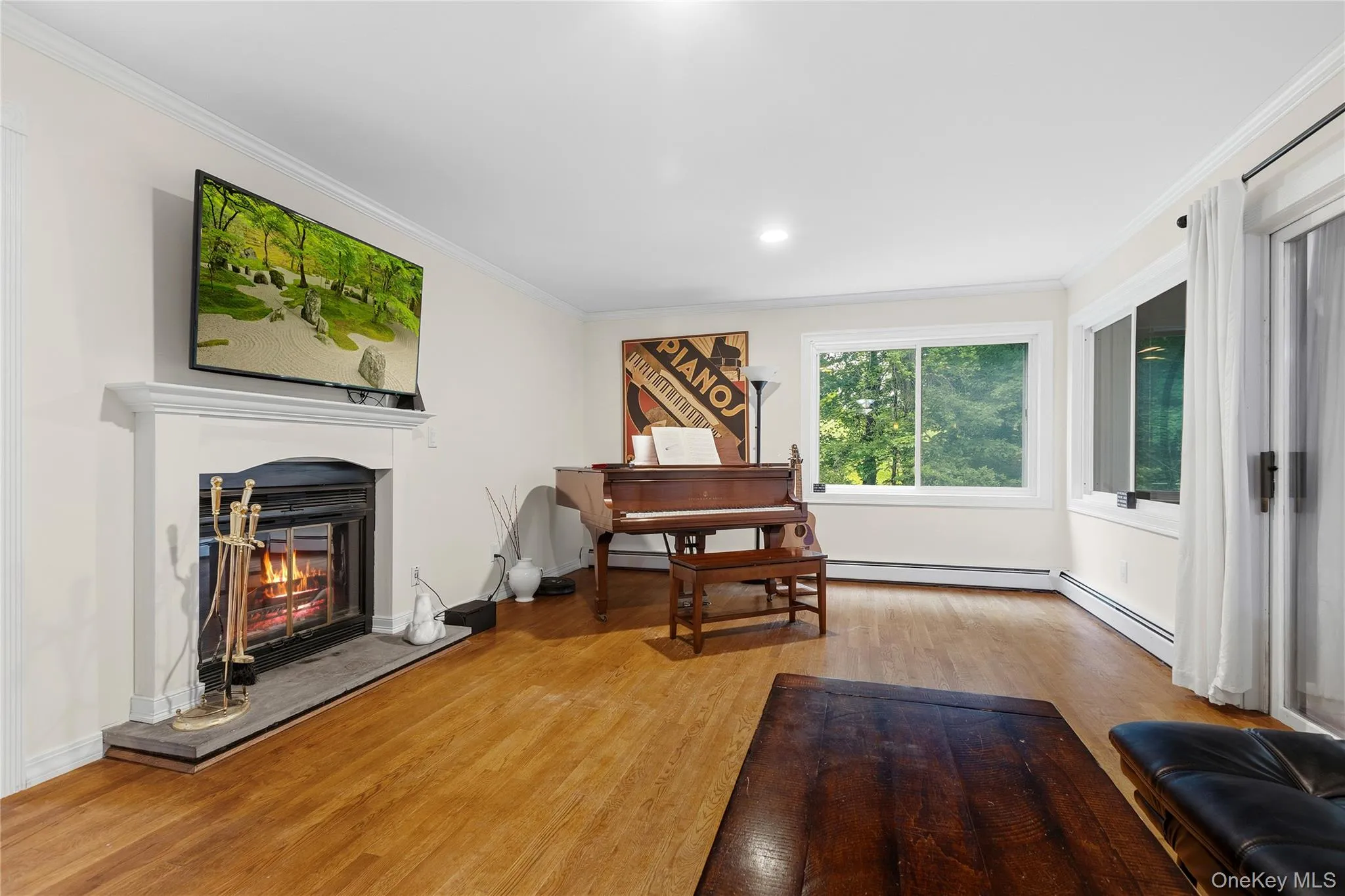 Fireplace virtually lit Fireplace virtually lit