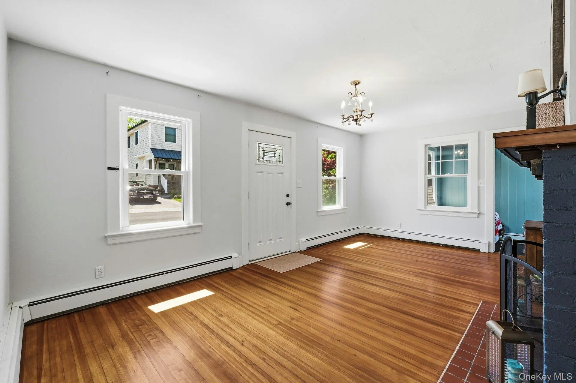 Walk into generous living room with wood burning fireplace. Walk into generous living room with wood burning fireplace.