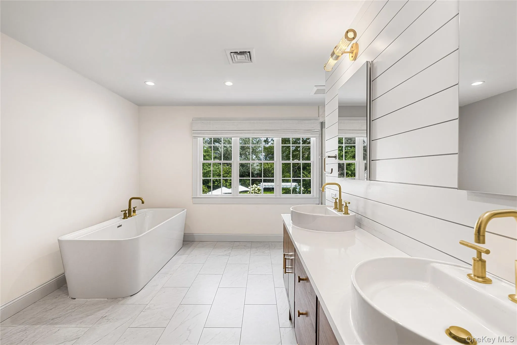 New with shower, soaking tub, water closet. nickel gap walls