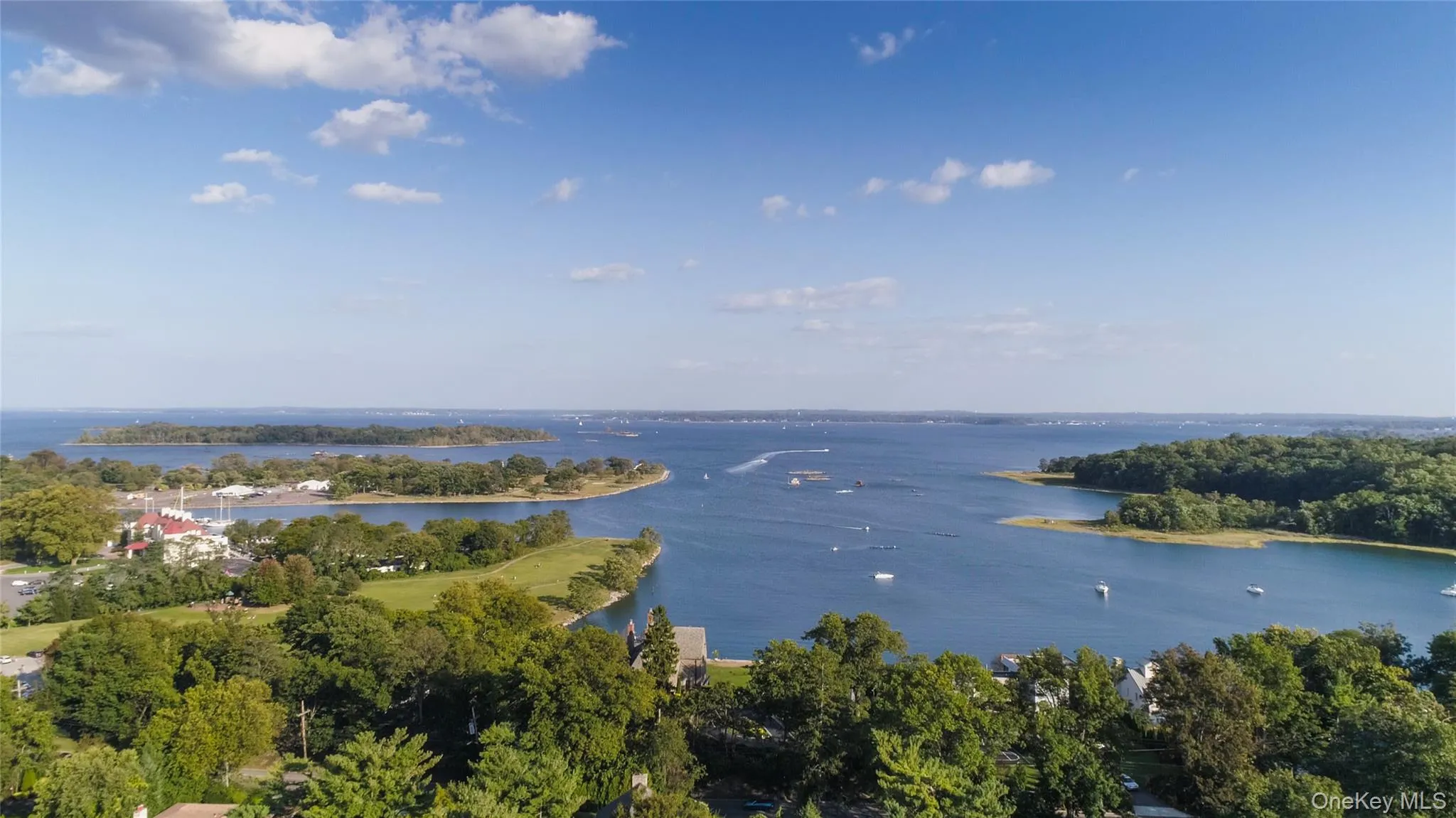 View of Pelham Manor's exclusive Shore Park and of Westchester County's Glen Island Park on the Long Island Sound View of Pelham Manor's exclusive Shore Park and of Westchester County's Glen Island Park on the Long Island Sound