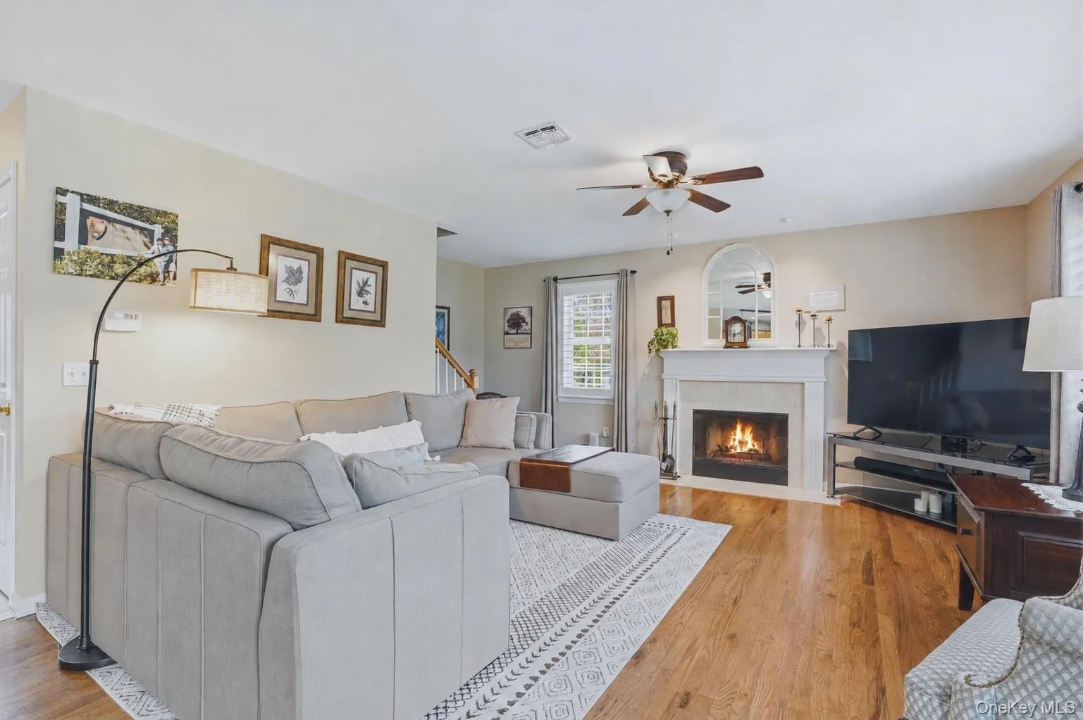 Family room with a wood burning fireplace Family room with a wood burning fireplace