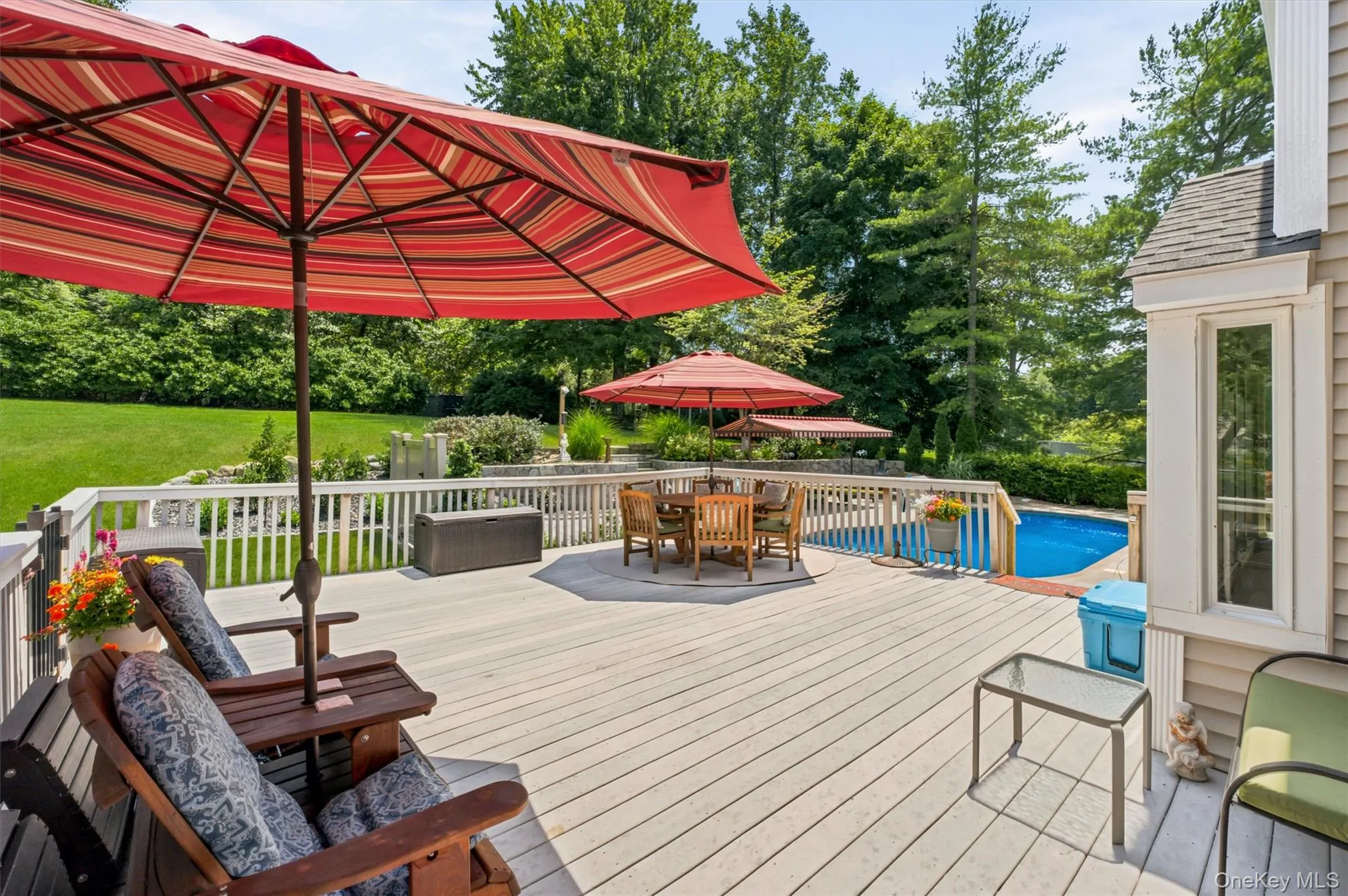 Decking showing access to pool. Decking showing access to pool.