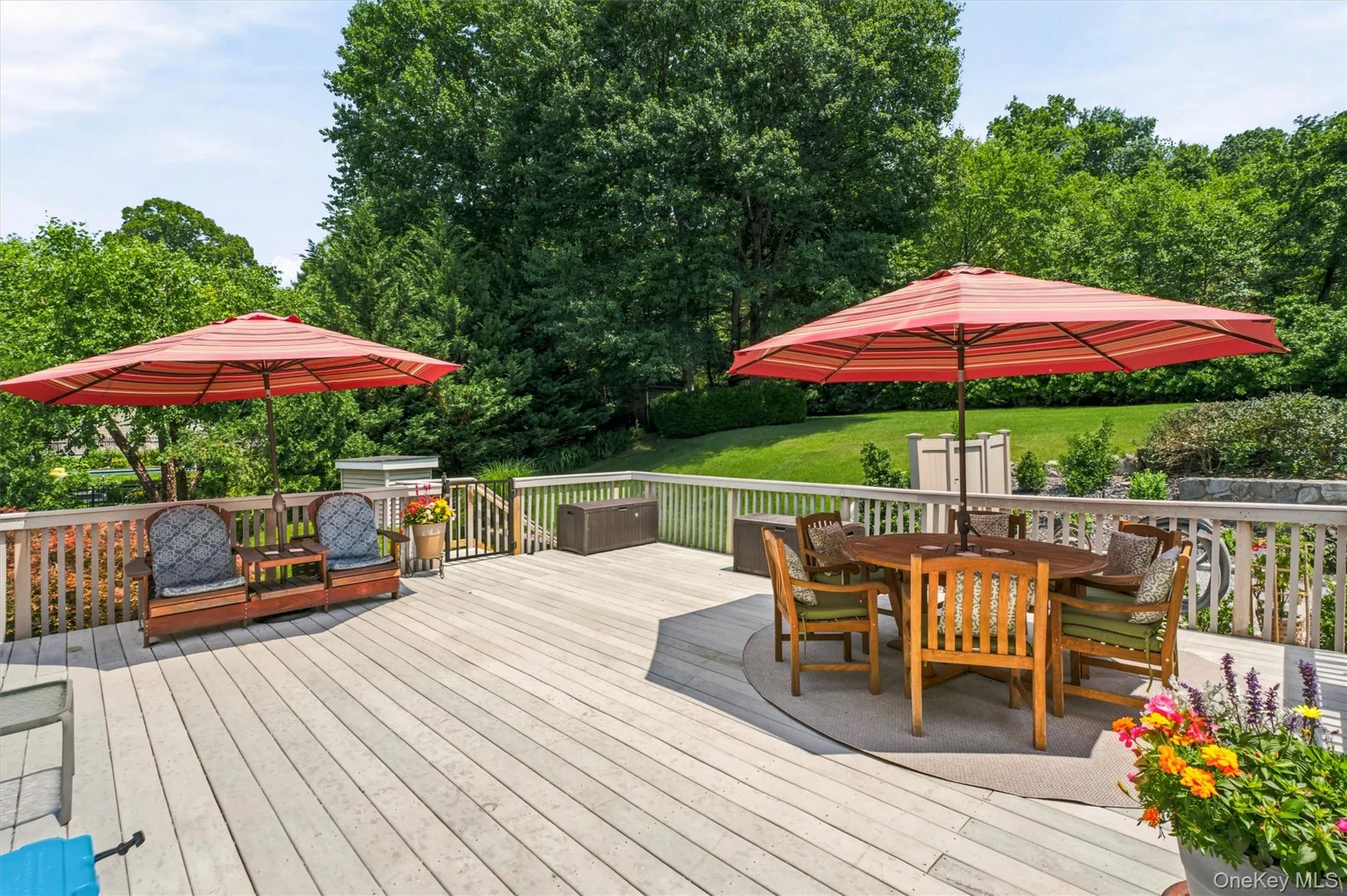 Expansive decking overlooking pool. Expansive decking overlooking pool.