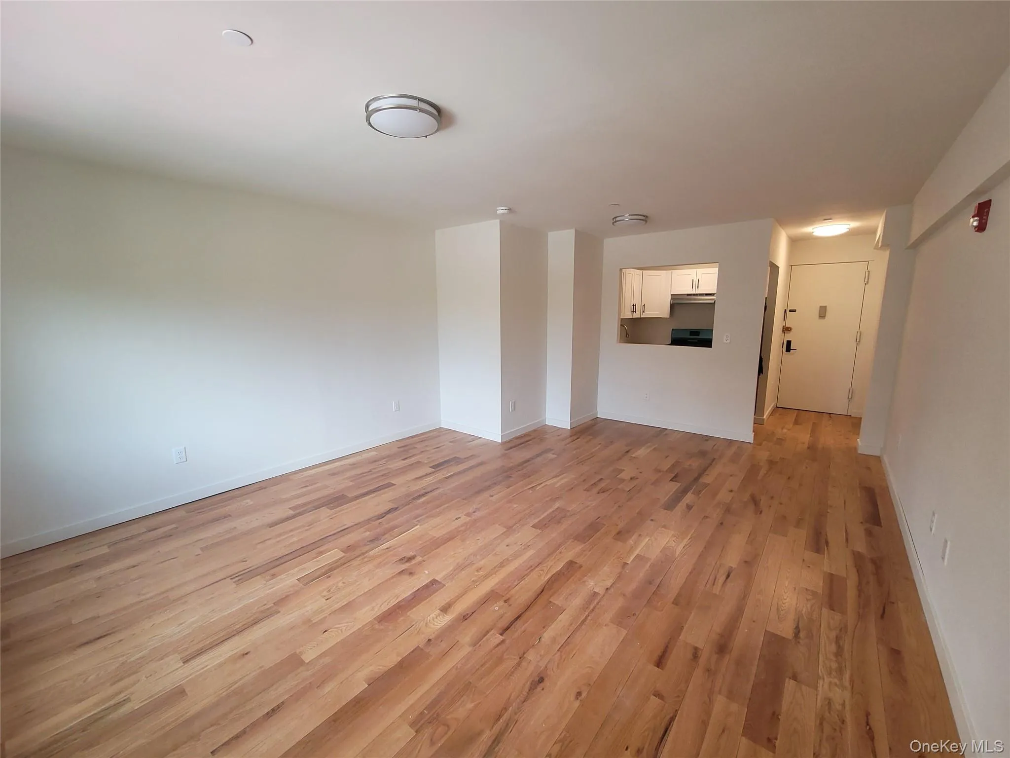 Expansive living area featuring natural wood flooring and recessed lighting Expansive living area featuring natural wood flooring and recessed lighting