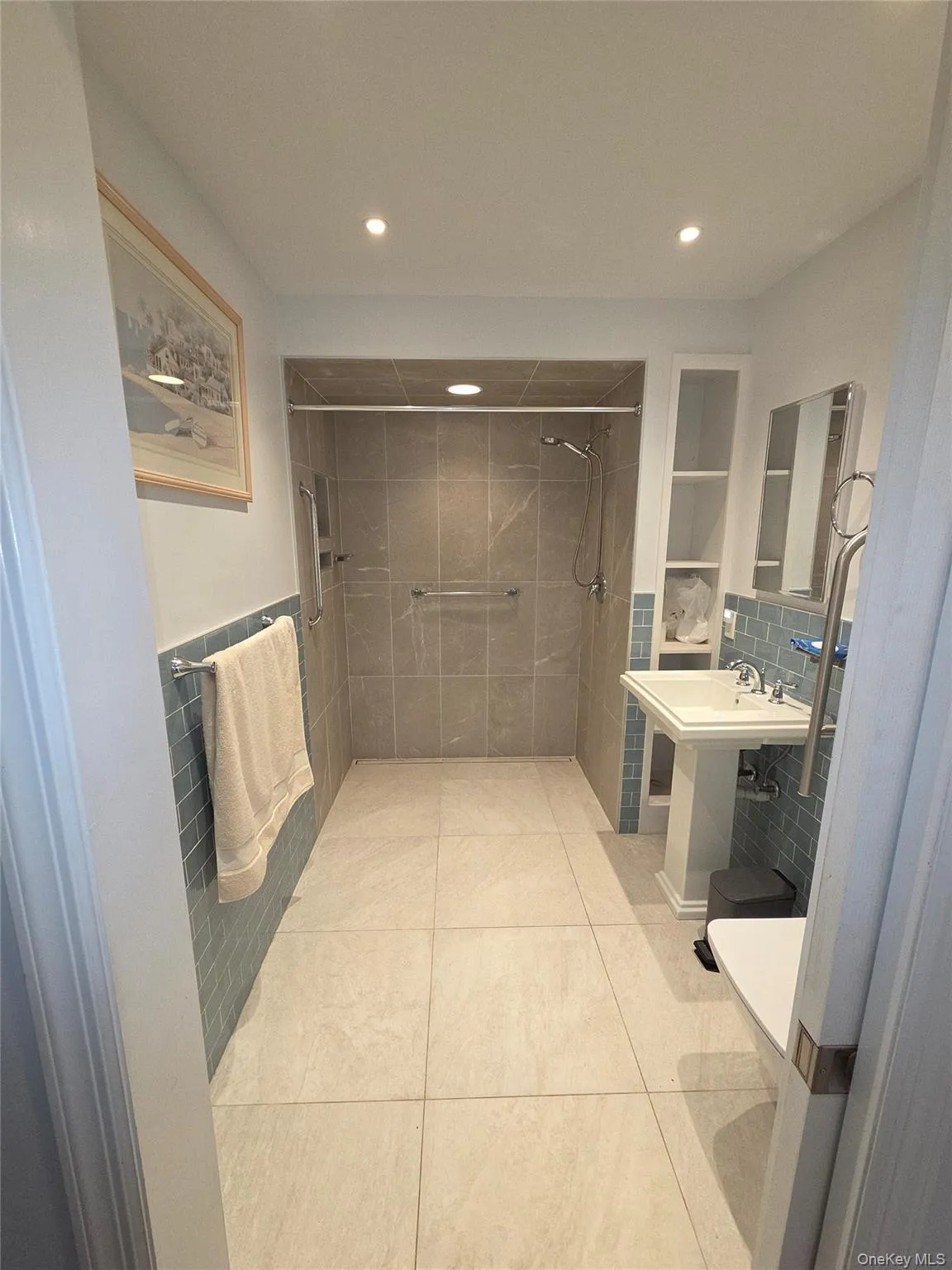 Large bathroom first floor with accessibility features Large bathroom first floor with accessibility features