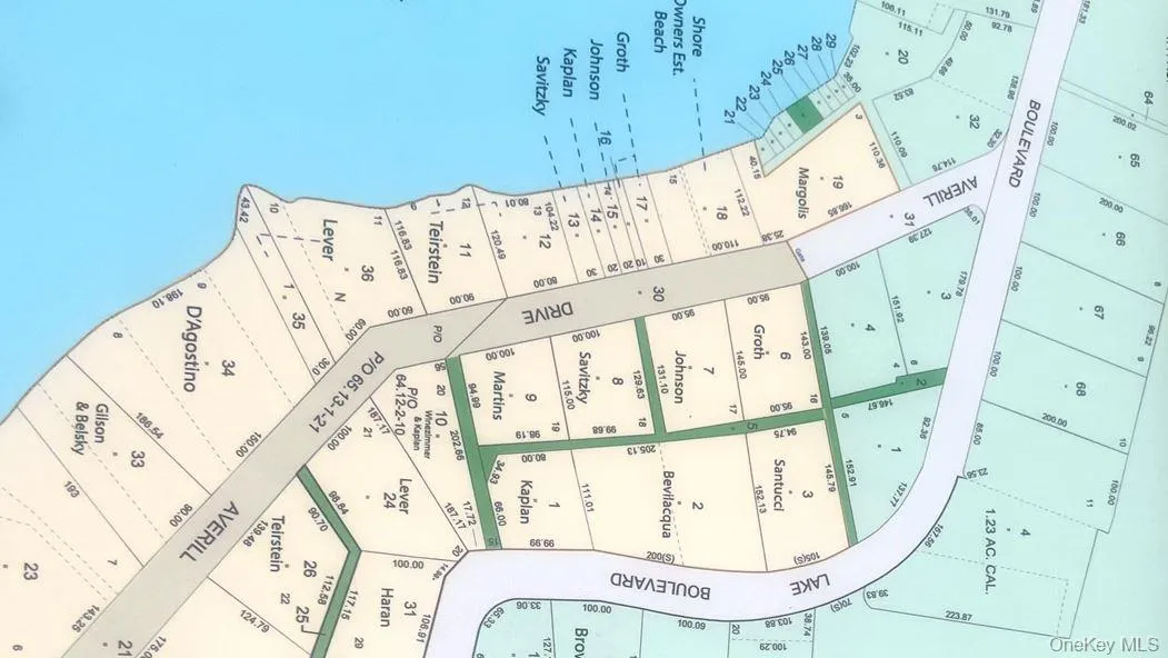 This map shows the location of the Santucci property, the green right of ways and the Shore Owners Estates lakefront property. This map shows the location of the Santucci property, the green right of ways and the Shore Owners Estates lakefront property.