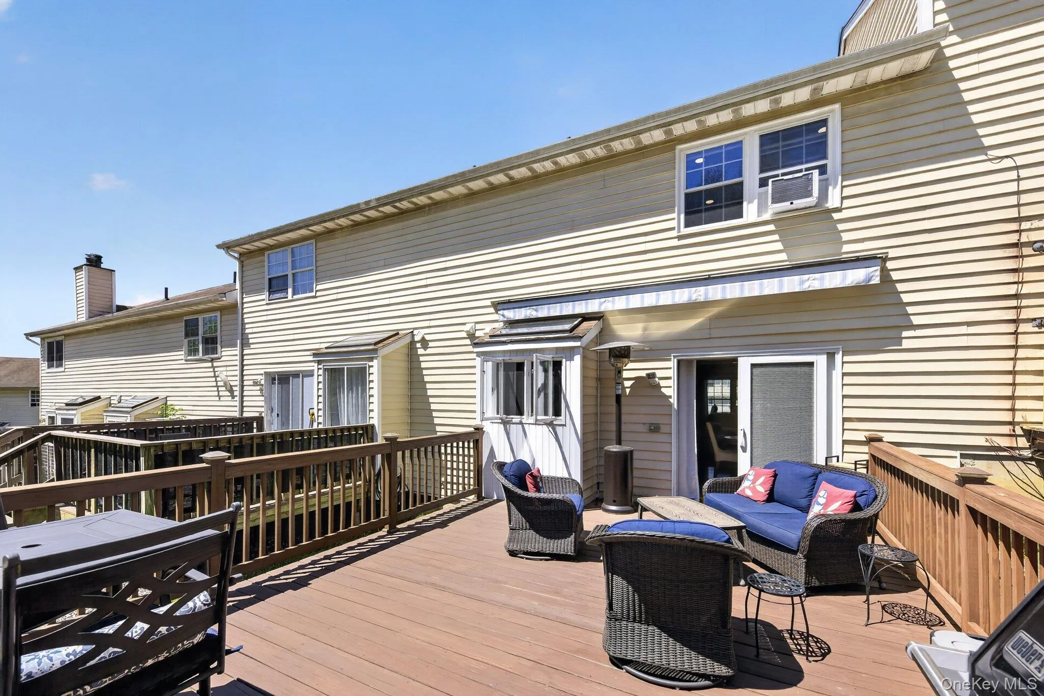 Large deck with powered awning Large deck with powered awning