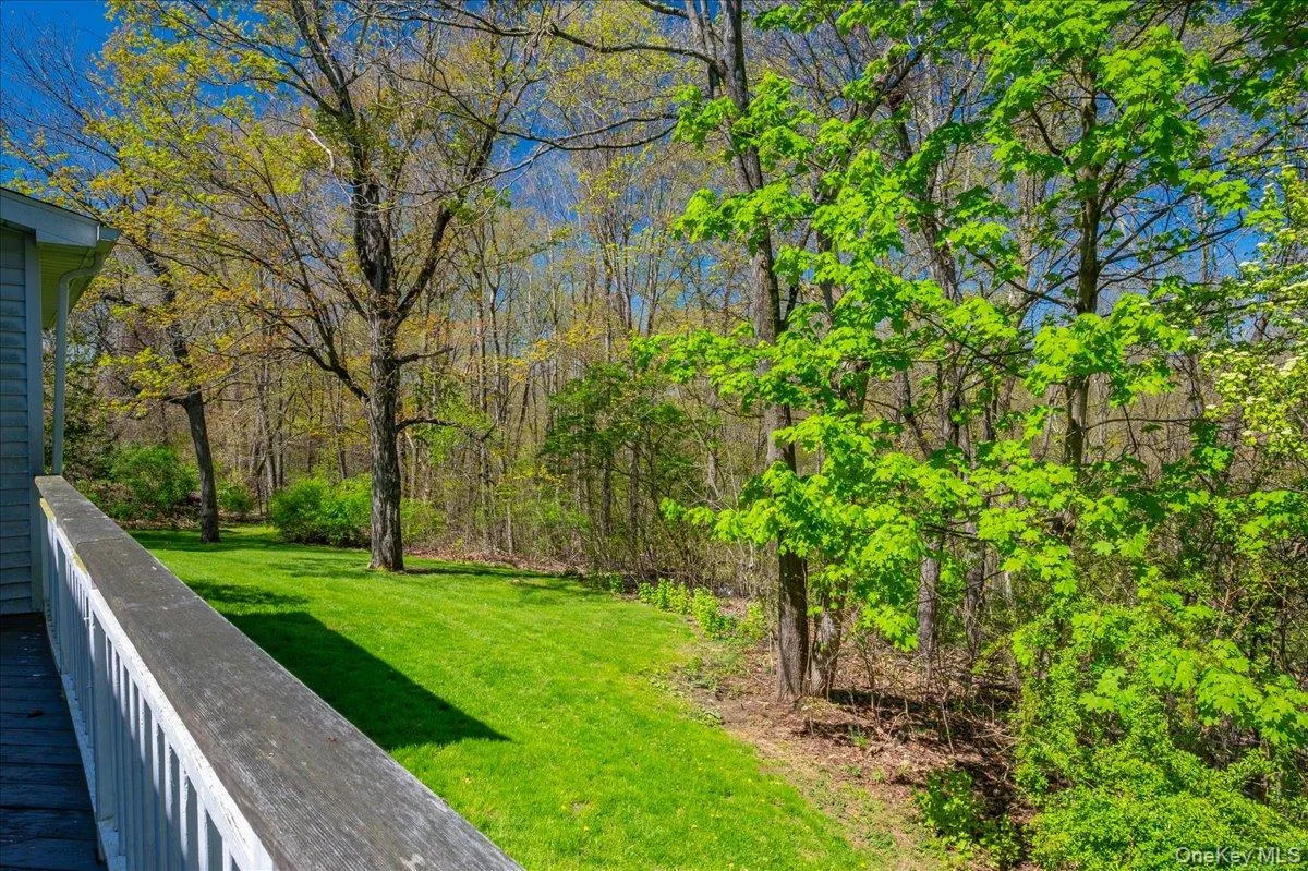 The back yard rimmed by old-growth woods makes for a private personal space. The back yard rimmed by old-growth woods makes for a private personal space.