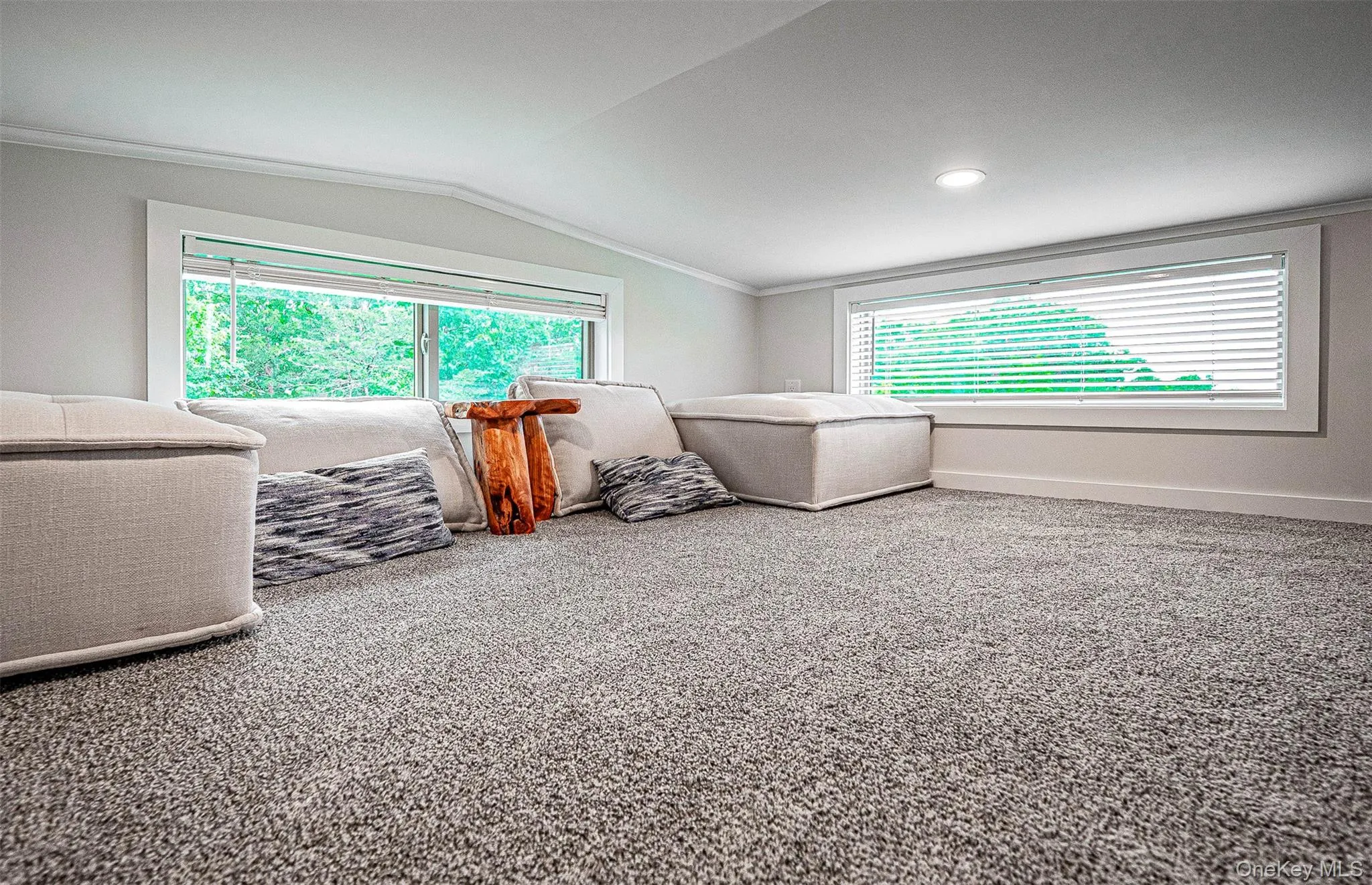Carpeted loft featuring an abundance of natural light Carpeted loft featuring an abundance of natural light